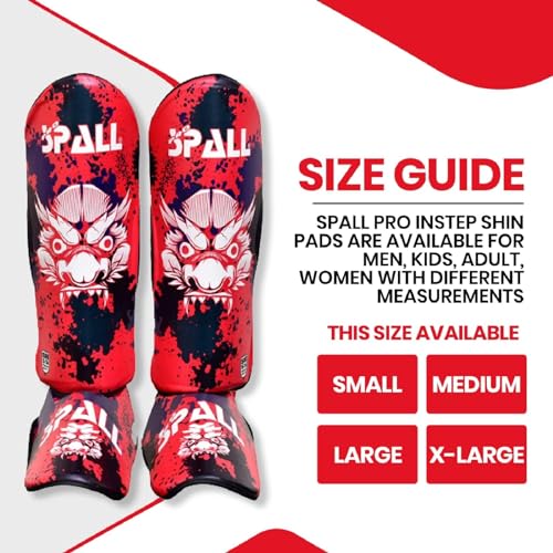 Muay Thai Guards Shin Guards for Kickboxing Martial Arts Kicking BJJ Boxing Equipment MMA Training and Sparring Leg Guard with Instep Protection Pads - color: Red, size: Small
