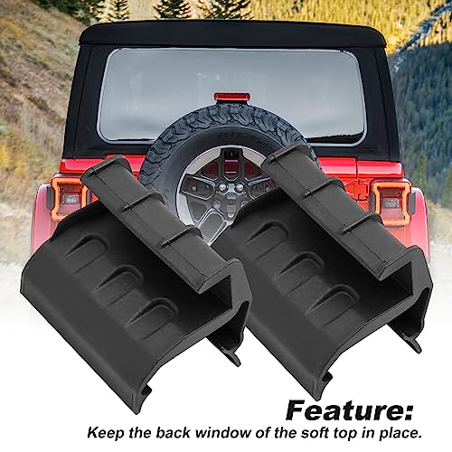 1 Pair Black Left Right Soft Top Rear Window Clips Retainer Brackets Tailgate Bar Holders Replacement for Jeep Wrangler JK JKU 2 Door 4 Door 2007-2018