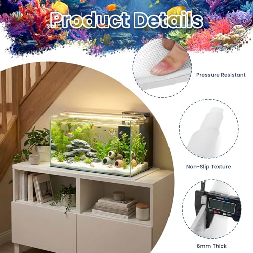 Aquarium Leveling Mat, 18 x 36 Inch Under Tank Pad, 6mm Thick Non-Slip Shockproof Fish Tank Cushion, Waterproof, Easy to Cut, White - color: White, size: 18 x 36in