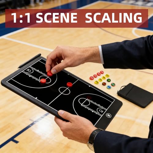 Basketball Magnetic Coaching Board –16" Professional Basketball Tactics Board & Basketball Clipboard for Coaches, Magnetic Player Number Magnets, Dry Erase, Carrying Case