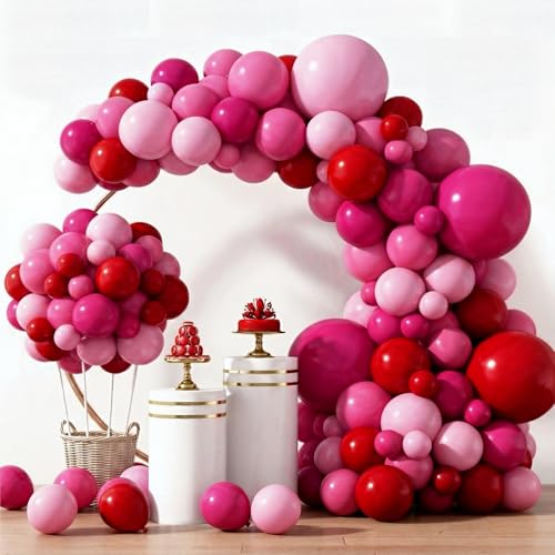 KatchOn, Pink and Red Balloon Arch Kit - Huge 18 Inch, Pack of 186 | Red and Pink Balloons for Galentines Decorations, Birthday, Bachelorette, Anniversary Decorations | Valentines Day Decorations - color: Pink and Red - Pack of 186