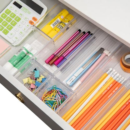 Clear Plastic Drawer Organizer Tray for Vanity Cabinet (Set of 10),Storage Tray for Makeup, Kitchen Utensils, Jewelries, and Gadgets