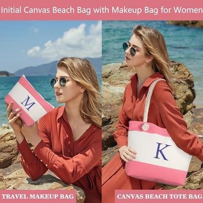 YOOLIFE Beach Bags for Women - Travel Canvas Beach Tote, Pool Waterproof Bag, Travel Essentials, Gifts for Women Birthday - color: Pink, style: A