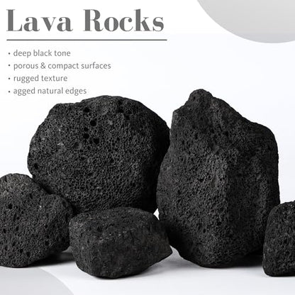2.2-8.1 Inches Natural Black Lava Rock, 5 PCS Mixed Sizes Aquarium Rocks for Aquascaping, Terrariums, Reptile Tanks & Aquarium Décor - size: 2.2-8.1 in