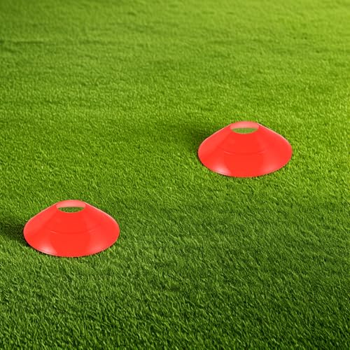 25pcs Soccer Training Cones Plastic Disc Markers Red for Football Agility Practice Equipment Training Accessories for Speed and Coordination Drills