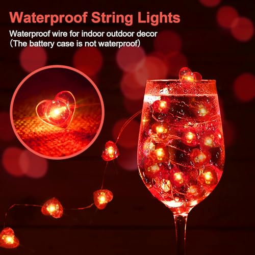 Valentine's Day Red Heart Fairy Lights 7Ft 20 LED Twinkle 3 Modes String Lights Battery Operated Waterproof Firefly Starry for Mason Jar Party Wedding Valentines Mother's Day,4 Pack - color: Red, size: 4