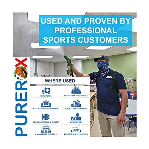 PUREROX Disinfectant. Sports and Fitness. Eliminate 99.9999% MRSA, Bloodborne Pathogens, Viruses, HIV, Bacteria, Athlete Foot Fungus. Anywhere in Gym, Fitness Center. No Residue. Suitable All Surfaces