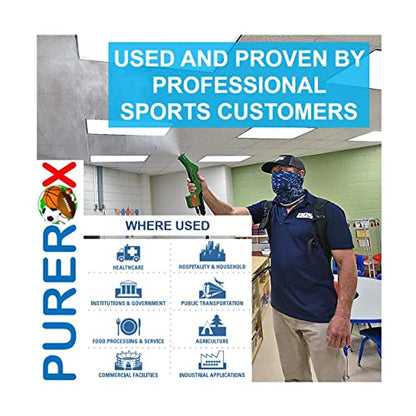 PUREROX Disinfectant. Sports and Fitness. Eliminate 99.9999% MRSA, Bloodborne Pathogens, Viruses, HIV, Bacteria, Athlete Foot Fungus. Anywhere in Gym, Fitness Center. No Residue. Suitable All Surfaces