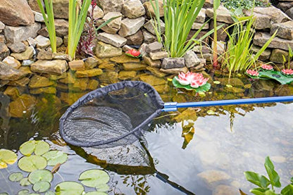 Heavy Duty 24 Inch Diameter Koi Pond Fish Pan Net System | Telescopic Pole, Round Koi Pan Net System, Telescoping Handle, For Koi Pond Professionals
