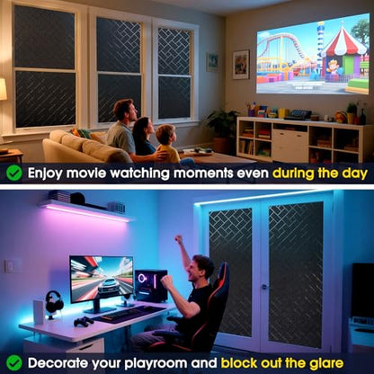 Coavas Blackout Window Privacy Film 100% Light Blocking 23.6"x78.7" | Static Cling Removable Frosted Privacy Cover, Heat Control Room Darkening Shade for Daytime Sleep, Bedroom, Nursery - color: Blackout, size: 23.6 x 78.7 Inch