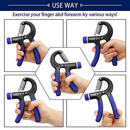 Hand Grip Strengthener - 2 Pack Forearm Exerciser Adjustable Resistance 20-90lbs Hand Squeezer for Men,Women - Grip Workout and Hand Rehabilitation blue