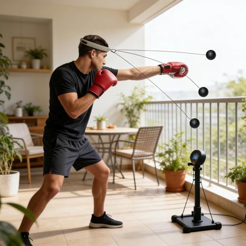 Boxing Ball with Headband - Wearable Punching Speed,Silicone Headband Boxing Trainer Ball,for Living Room Bedroom Dormitory Gym Men Women Beginners Teens - color: black soft ball