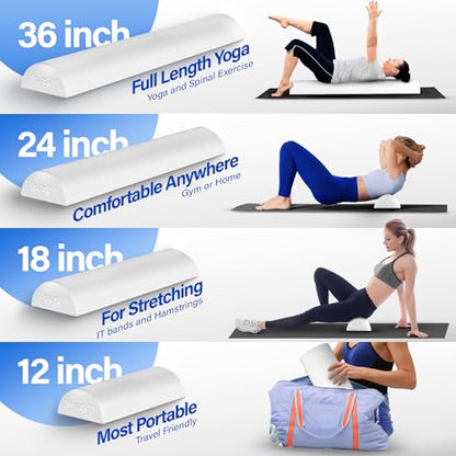 Yes4All Medium Firm Half Foam Rollers for Post-Workout Relaxation, 12/18/24/36 inch PE Foam Roll for Back Massage & Yoga Exercise - color: White, style: 36-inch