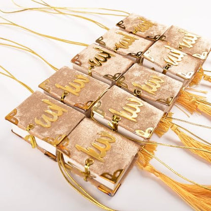 Set of 10 Quran Book for Muslim Favors Quran Book Arabic Hajj Favors Car Hanging Quran Islamic Gift (Cappucino) - color: Cappucino