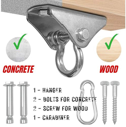 Yes4All Punching Bag Hanger, Stainless Steel Swivel Chain with 4 Snap Hooks for Heavy Bag, Gym Swing, Trapeze, and Hammock - color: Hangers 180 Degree Rotation