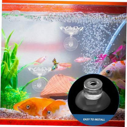 LIOOBO 50pcs Aquarium Cups Holder Fish Tank Feeder Suckers Easy Install Transparent Fixed Accessories for Enhanced Viewing - size: 2.60X2.60X1.50CM