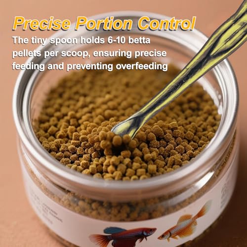 Betta Food Spoon Mini - Tiny Feeding Tool Holds 6-10 Fish Food Pellets Per Scoop, Prevent Overfeeding & Easy Clean Aquarium Tool, Betta Fish Tank Accessories,6Pcs, Brass - color: Brass