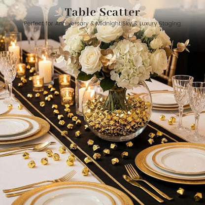 DomeStar 550 PCS Small Gold Fake Ice Rocks, Acrylic Crystal Vase Fillers | Faux Nuggets Gems, Pot of Gold, Pirate Jewelry Party Decorations, Birthday DIY Crafts & Table Scatter - color: Gold