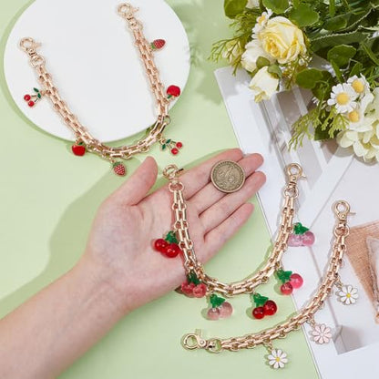 UNICRAFTALE Purse Chain Strap Replacement 8 Inch Short Chain Straps Enamel Charm Bag Handle with Buckle Extender - color: Gold/Red/Pink/White