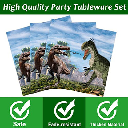 96 Pcs Dinosaurs Theme Party Plates Napkins Dinosaur Tableware Set - style: Dinosaur