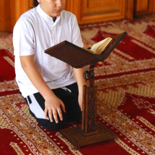 Adjustable Carved Wooden Book Stand | Quran, Bible, Torah Holder Lectern | Dictionary, Cookbook Stand