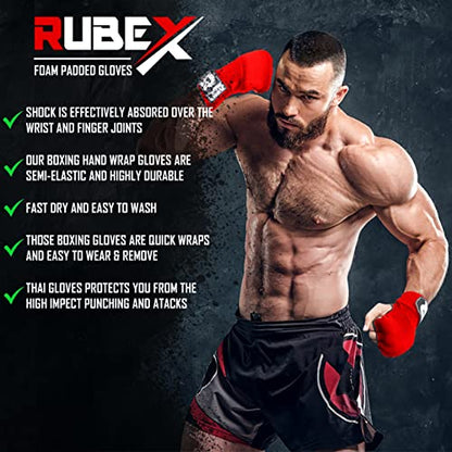 Slip on Boxing Hand Wraps Padded Thick Knuckle Inner Gloves 36 inches Elastic Wrist Strap Quick Wrap Under Mitts for Martial Arts, Muay Thai, MMA, Kickboxing Men Womem - color: Red, size: X-Large