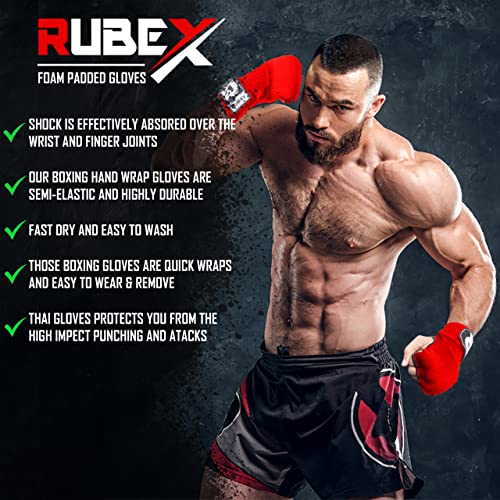 Slip on Boxing Hand Wraps Padded Thick Knuckle Inner Gloves 36 inches Elastic Wrist Strap Quick Wrap Under Mitts for Martial Arts, Muay Thai, MMA, Kickboxing Men Womem - color: Red, size: X-Large