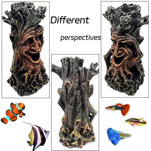 Tfwadmx Fish Tank Decoration Tree Trunk Aquarium Statue Hollow Stump Root Terrarium Reptile Hideout Accessories Ornament for Hermit Crabs Crayfish Sucker Fish Guppy