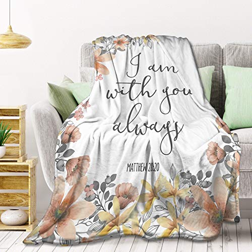 Bible Verse - I Am with You Always Fleece Throw Blanket Lightweight Super Soft Flannel Bed Blanket Perfect Home Decor for Couch Chair Sofa Living Room 80"X60" Large - color: Bible Verse, size: Large 80"x60