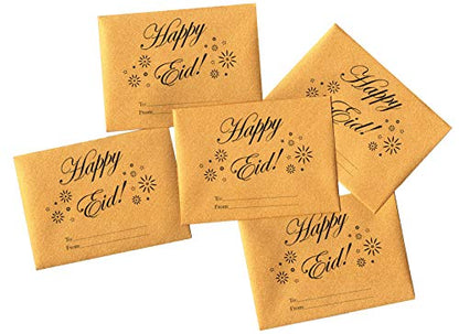 Zaffron Eid Holiday Golden Mini Gift Envelopes for Gift Cards (2.7 x 3.7 inches, 10 pack)