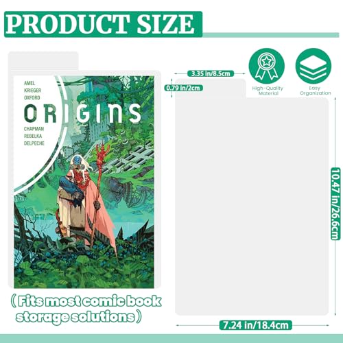 50 Pack Comic Book Dividers, 11.26" x 7.24" Comic Dividers | 24PT Cardboard Comic Book Dividers with Tabs for Comic Book Storage Boxes, Magazines and Fabric Organization
