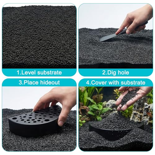 2 Pcs Shrimp Hides for Aquarium, ABS Plastic Aquarium Cave Shelters Small Fish Shrimps Tunnel House with Multiple Holes for Fish Tank Decor Accessories