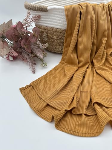 Ribbed Jersey Hijab Scarf for Women, Hijab for Women Muslim Breathable Stretchy Hajib - color: Mustard
