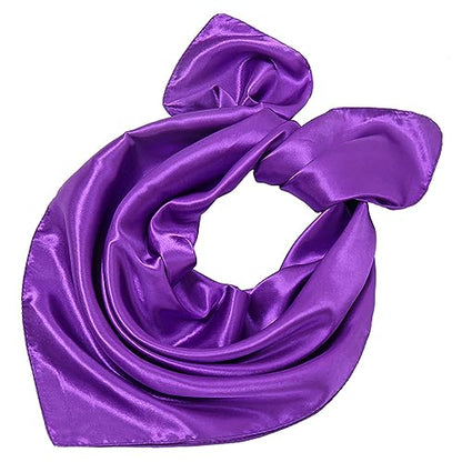 Saiusloa Solid Color Neck Scarf For Women Square Satin Head Scarves headband Bandanas 23.6× 23.6 inches - color: 18-modena