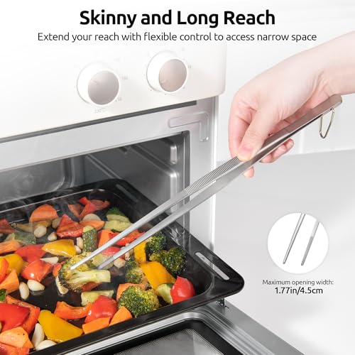 U-Taste 12in Long Kitchen Cooking Tweezer: 18/8 Stainless Steel Food-Grade Metal Food Tong, Flexible Pinching, Seamless-Welding, Sturdy and Non-Slip for Serving, Grilling, Frying, Baking (Pointed Tip) - size: 12in (pointed tip)