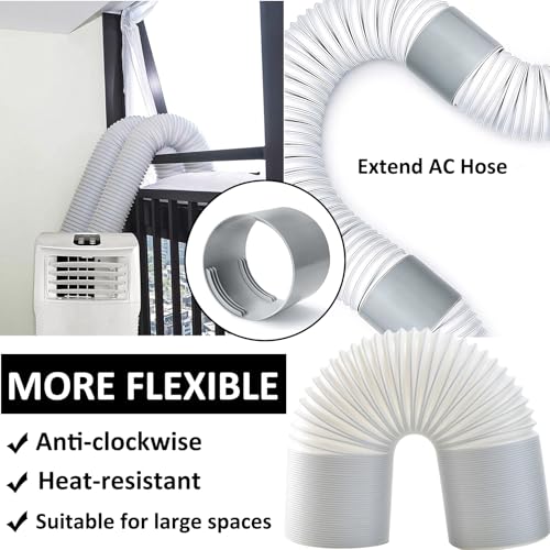 Portable Air Conditioner Hose with Coupler AC Hose with 5.9" Diameter Vent Hose Connector Anti-Clockwise Thread AC Exhaust Hose Extention Coupler for Replacement Tube Compatible with LG