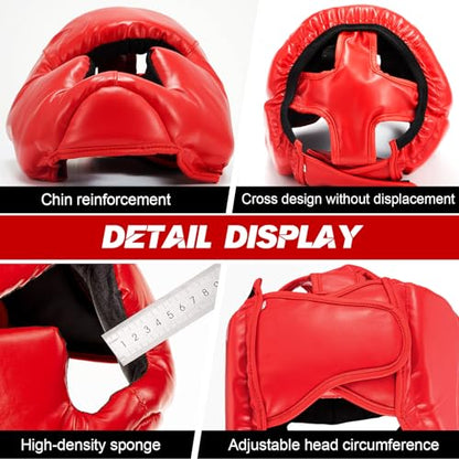 Jenaai 3 Pack Boxing Headgear Adjustable Padded Safety Head Guard MMA Training Sparring Kickboxing Muay Thai Martial Art Karate Taekwondo Helmet Gift for Valentines Adult Men Women - color: Black, Red, White