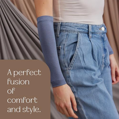 Modest Arm Cover | Jersey Arm Cover | Modest Sleeve Covering for Muslim Women - color: Denim