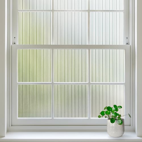 rabbitgoo Reeded Glass Window Privacy Film, Non Adhesive, 17.5" x 118.1" - color: Reeded, size: 17.5" x 118.1"