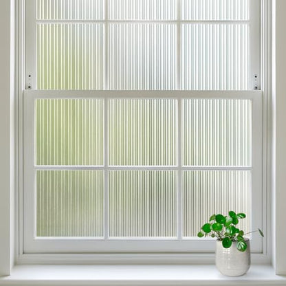 rabbitgoo Reeded Glass Window Privacy Film, Non Adhesive, 17.5" x 118.1" - color: Reeded, size: 17.5" x 118.1"