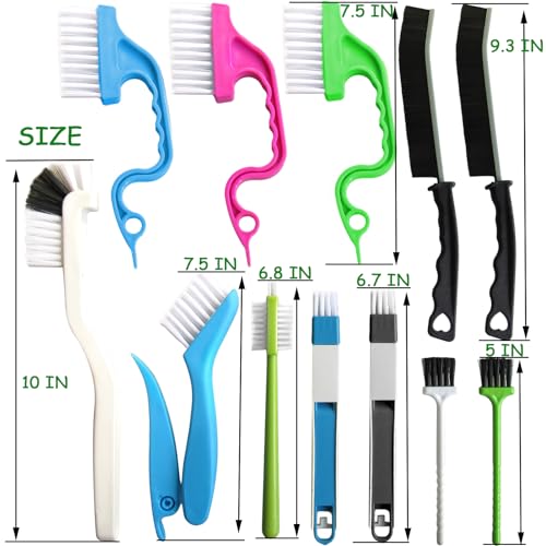 12Pcs Small Cleaning Brush, Crevice Gap Cleaning Brush,Door Window Track Groove Corner Crevice Cleaning Brushes for Cleaning Window Grooves/Bathroom/Toilet Corner/Kitchen/Faucet/Sink/Keyboards