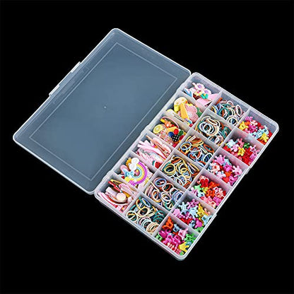 2 Pack Fixed 18 Grids Clear Plastic Compartment Container Case, Transparent Organizer Storage Divider Box with Lid for Bead, Button, Hardware, Screw, Sewing Kit, Craft Supplies - size: small 18 grids
