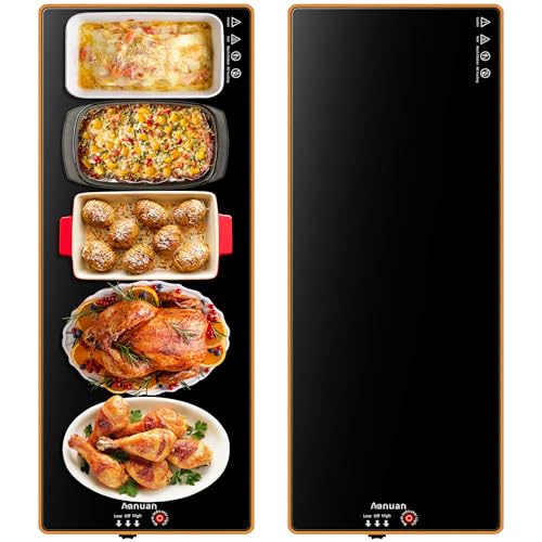 Warming Trays for Buffets Party, 40"x12", Tempered Glass Food Warmer, Black | Keep Food Warm,Electric Warming Mat For food for Daily Use, Button Temperature Control,Full Surface Warm,Build-in Thermostat - color: Black, size: 40" x 12" x 1.2"