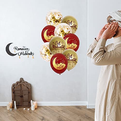 18pcs Eid Mubarak Balloons, Ramadan Mubarak Latex Balloons, Moon Ramadan Balloon Eid Decorations for Home, Parties, Evenings and Gatherings Supplies