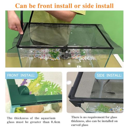 Magnetic Fish Tank Lid Green Frame Grey Fiberglass Mesh, DIY Fish Tank Cover Adjustable Size Fit Tank Size Max 35''X19'' for Preventing Fish from Jumping Out and Reptile Escaping - color: Green Frame Grey Fiberglass Net
