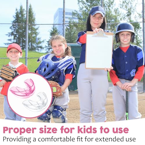 TOODOO 6 Pieces Braces Mouth Guard Kids Sports Mouth Guard for Kids Double Football Youth Mouthguards for Boxing Football Hockey Karate Basketball (Transparent, Pink) - color: White, Pink