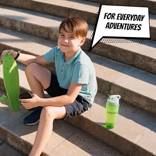 Ninja Kidz Official Kids Water Bottle with Straw, Reusable Water Bottle with Handle, Leak-Resistant, Insulated, Durable, Great for Sports, Official Merch, 0.5 liters, Green - color: Green