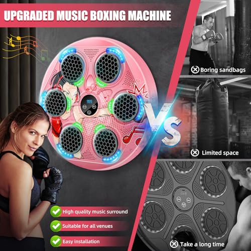 Music Boxing Machine for Kids and Teens Adults, Trainer Equipment with Gloves, Wall-Mounted Boxing Music Workout Machine, LED Electronic Focus Training for Home,Office, Gym - style: Target