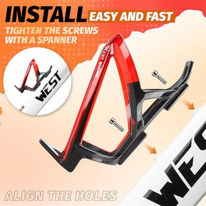 Bike Water Bottle Cage, Durable Ultralight Plastic Water Drink Holder Rack, Lightweight PC Water Bottle Holder for Bicycle, Cycling Bottle Holder Cages for MTB, Road Bike, Mountain Bikes - color: Black red