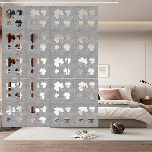 12Pcs Hanging Room Divider Made of High Density Polyester Fiber Panels for Decorating Bedroom Living Dining Room Kitchen Office Restaurant Home Hotel Decor（Grass-Gray） - color: Grey, size: Grass